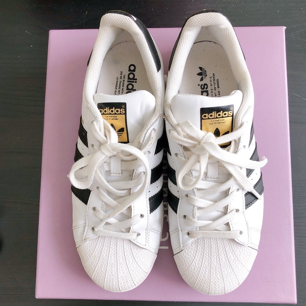 Adidas Black and Gold Superstars